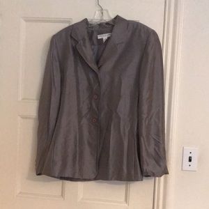 Vintage gun metal grey three botton silk blazer